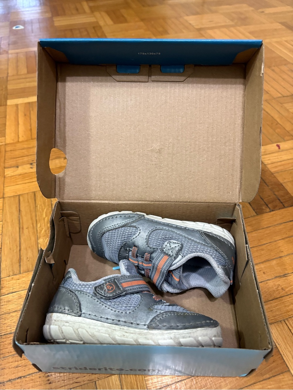 Stride Rite Gray Sneakers with Orange Stripes - Kids